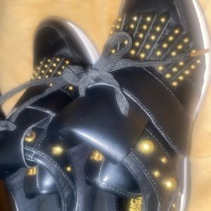 Michael Kors Gold studded Accordion sneakers sz 9